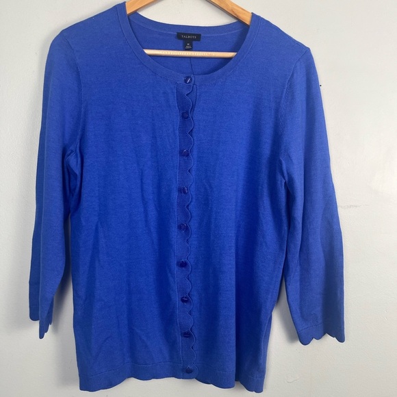 Talbots NWT CHARMING CARDIGAN - SCALLOP EDGE Blue size medium - Picture 1 of 5